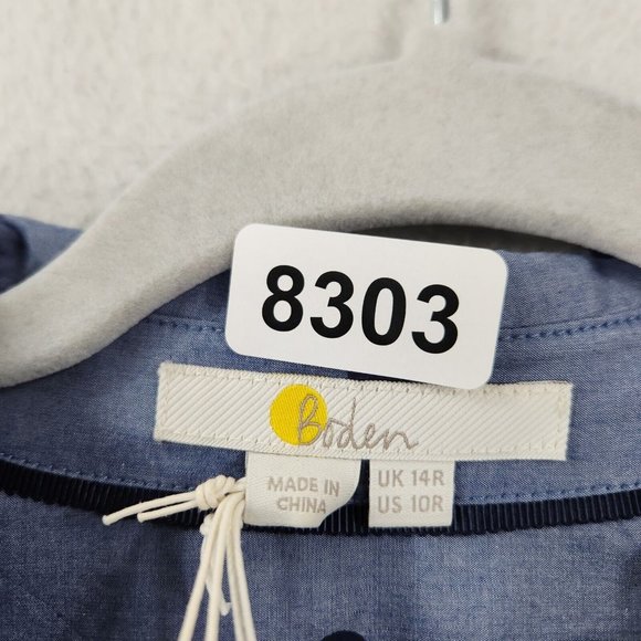 Boden Dress Womens 10 Blue Polka Tie Waist Button Front Modern Shirt Dress NEW - Picture 8 of 12